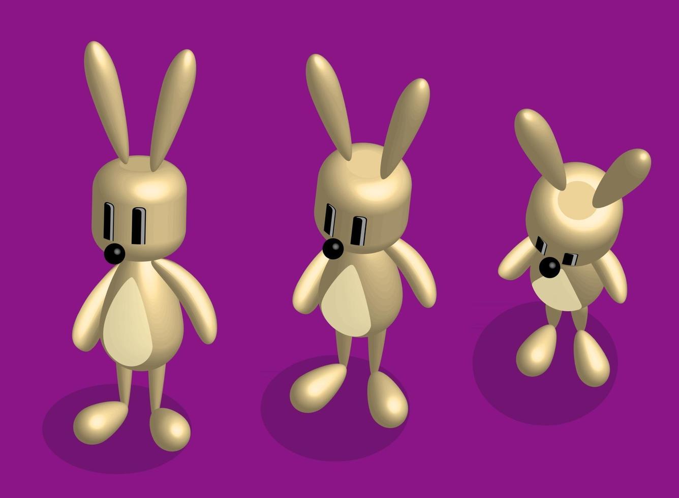 vector, conejito 3d, conejo marrón, conejito de pascua, ilustrado, vector