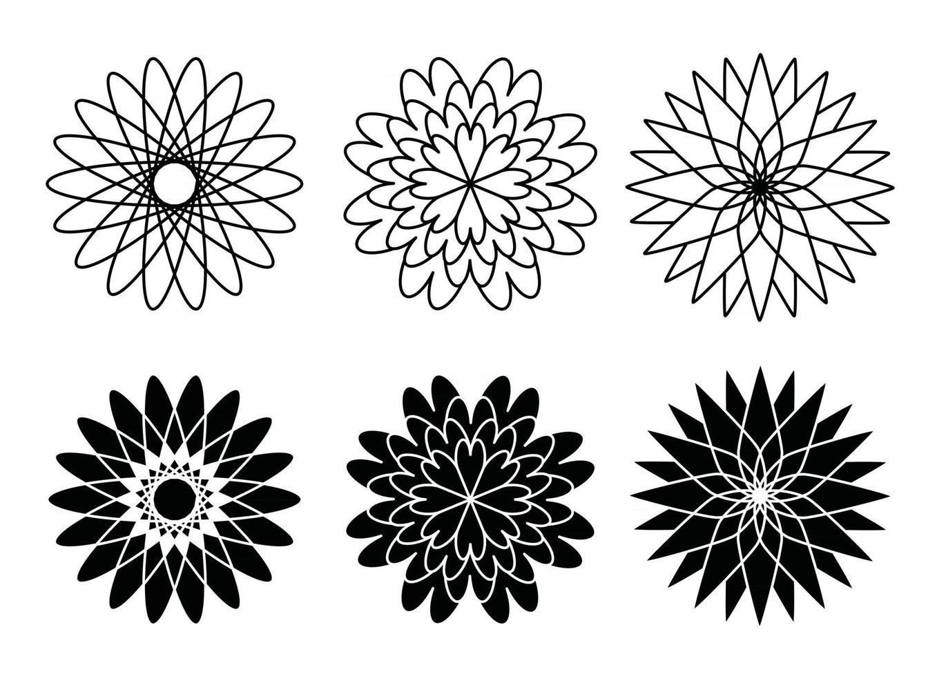 Vector black and white mandala flower