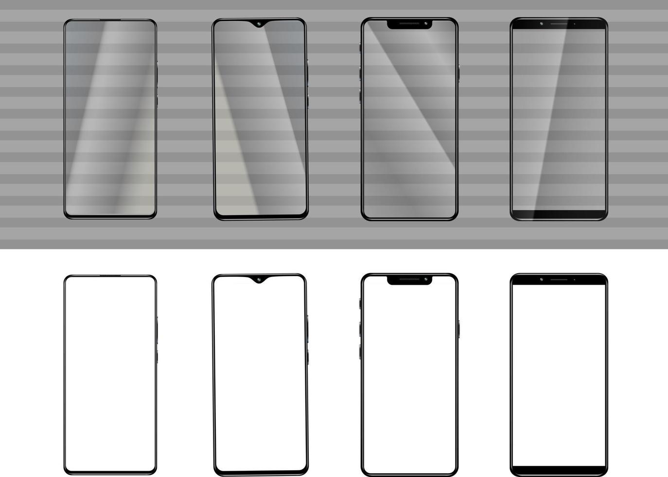 Mobile phone mock up, collection of different smartphones vector