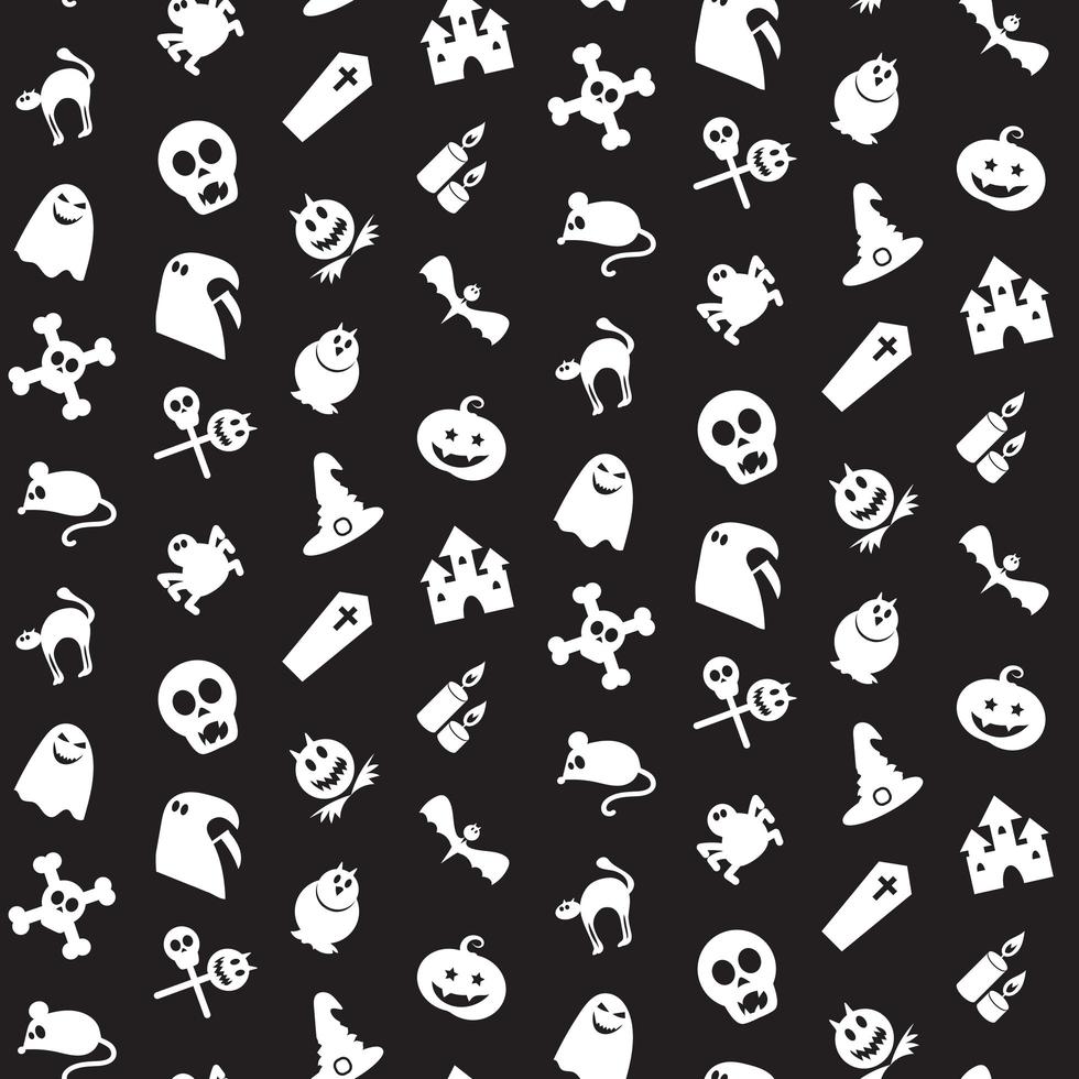 Halloween icons seamless pattern vector