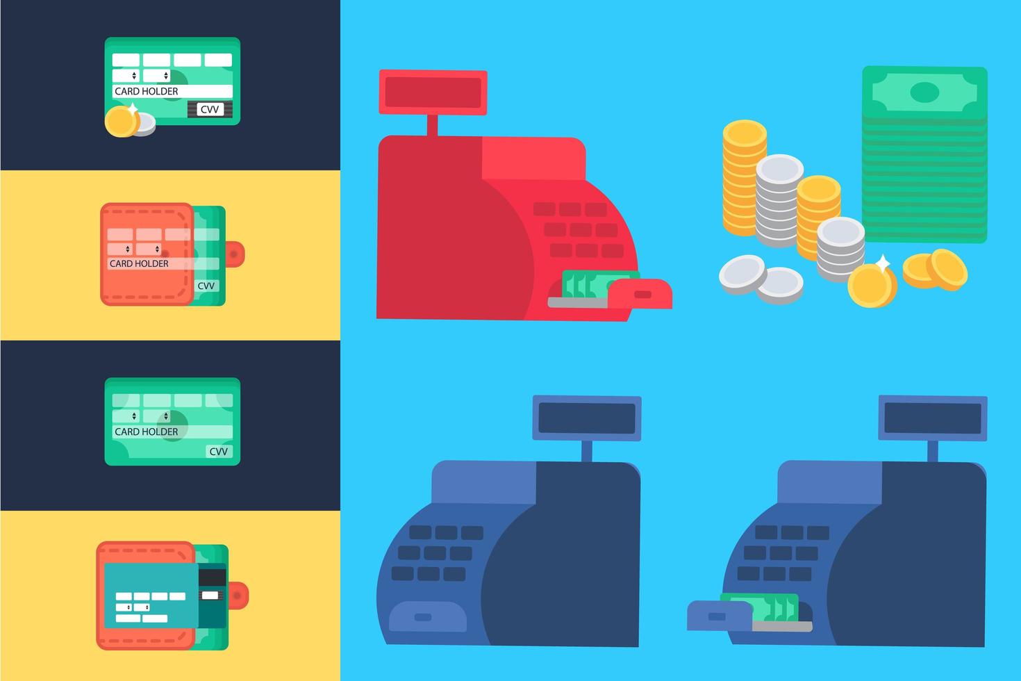 Cash register and money vector