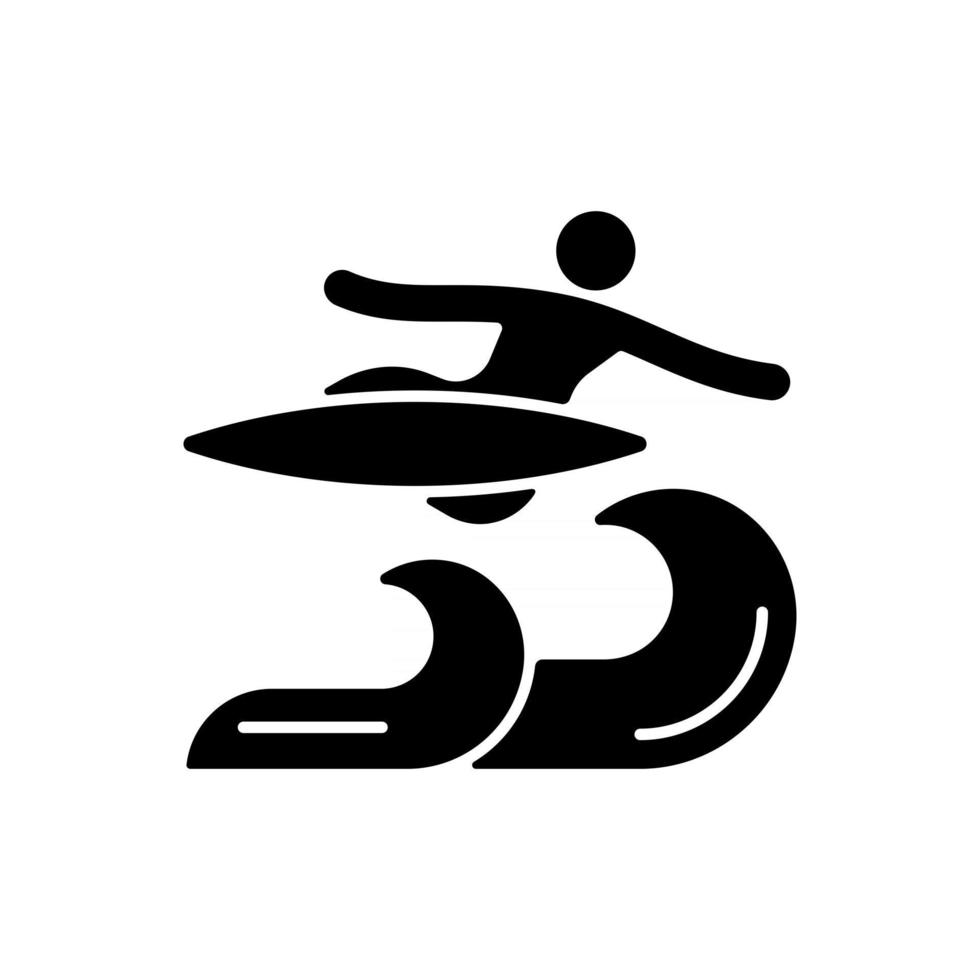 Air surfing technique black glyph icon vector