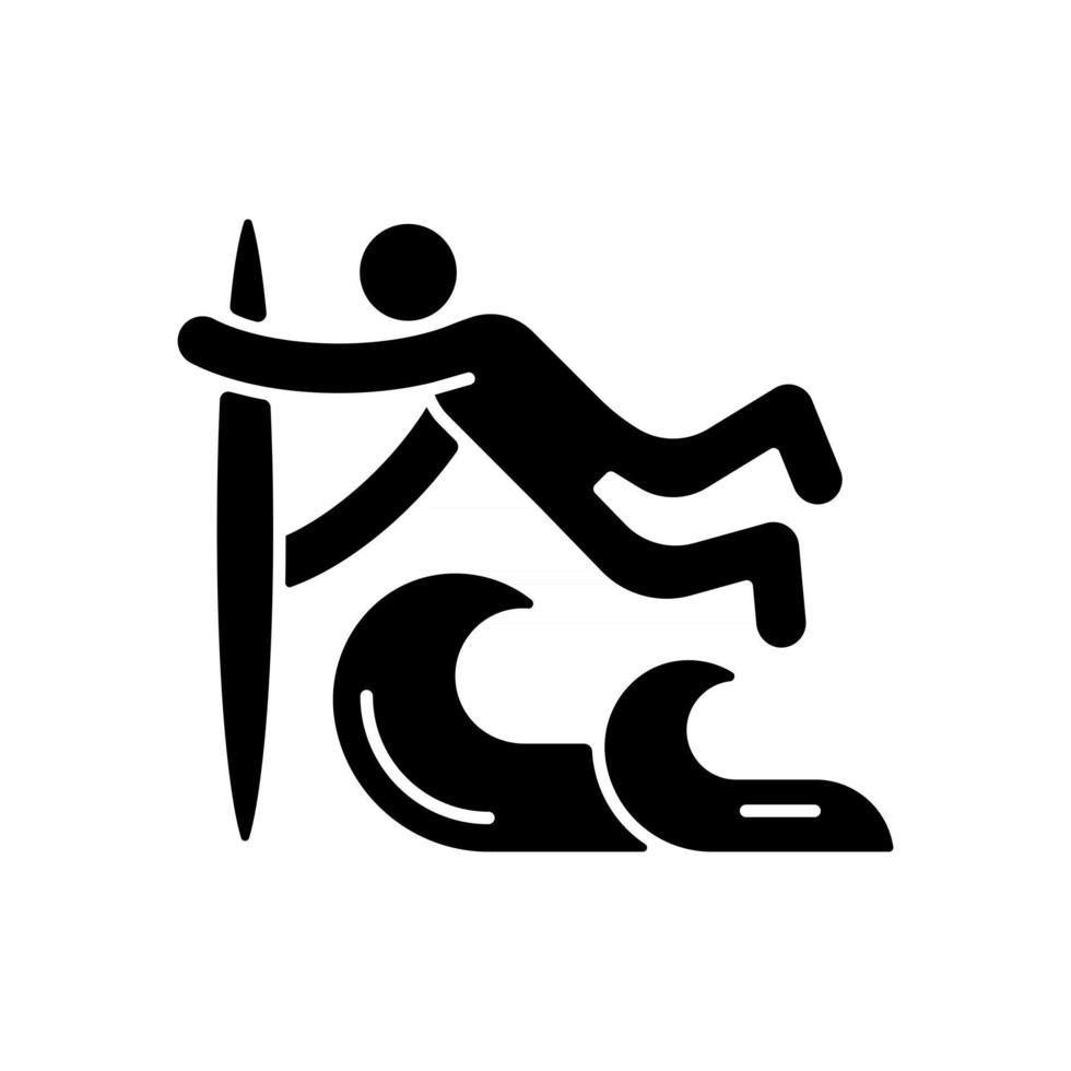 Superman surfing technique black glyph icon vector