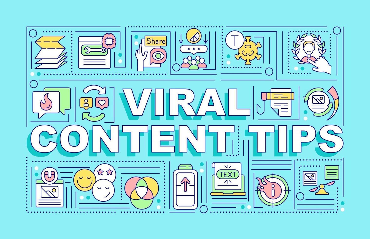 banner de conceptos de palabra de consejos de contenido viral vector