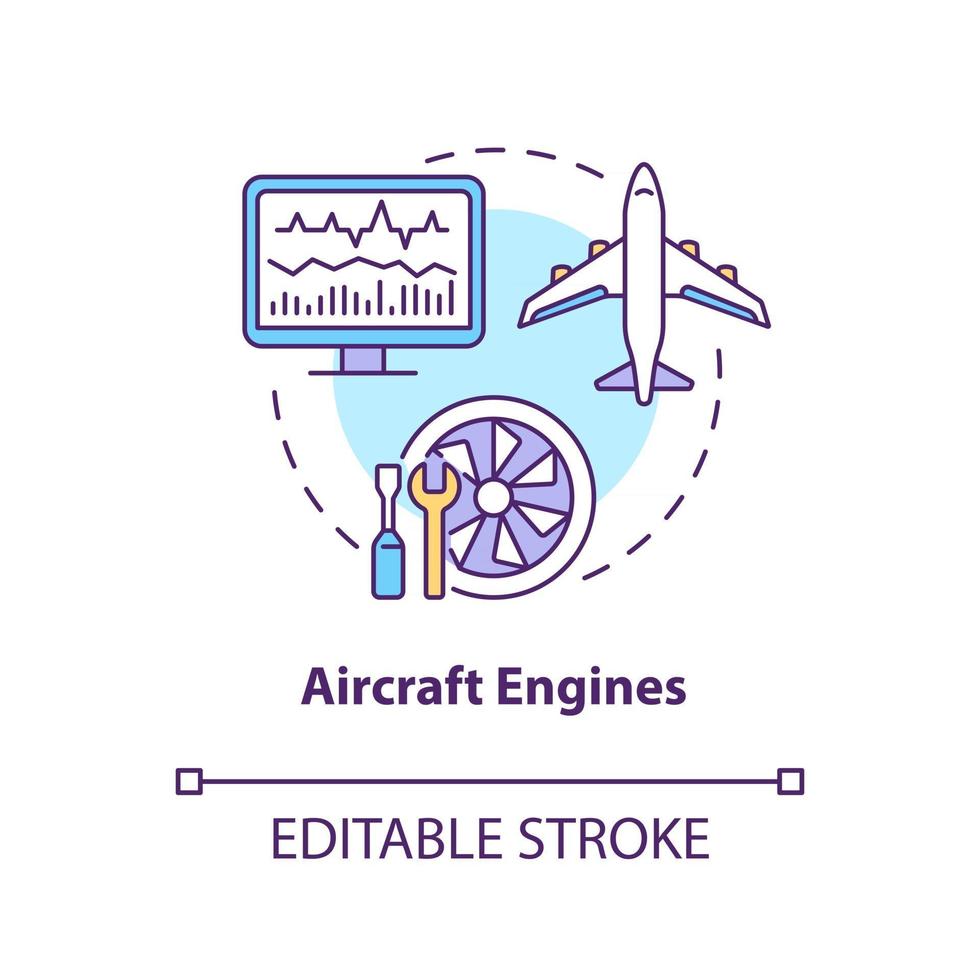 icono de concepto de motores de avión vector