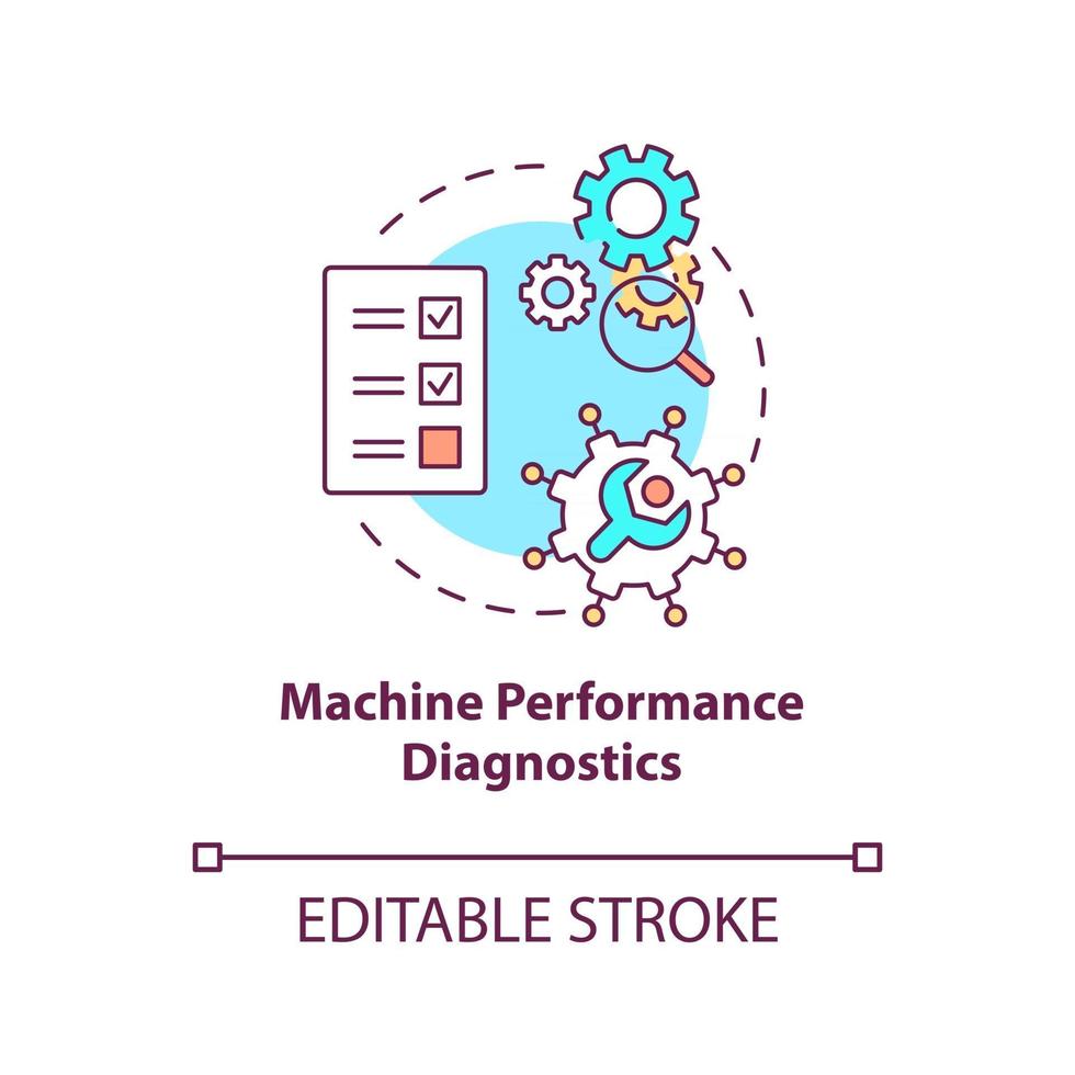 Machine performance diagnostics concept icon vector