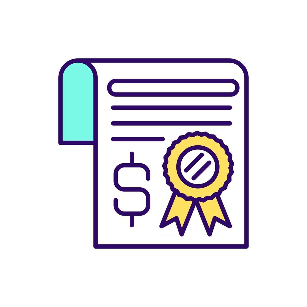 Inheritance certificate RGB color icon vector