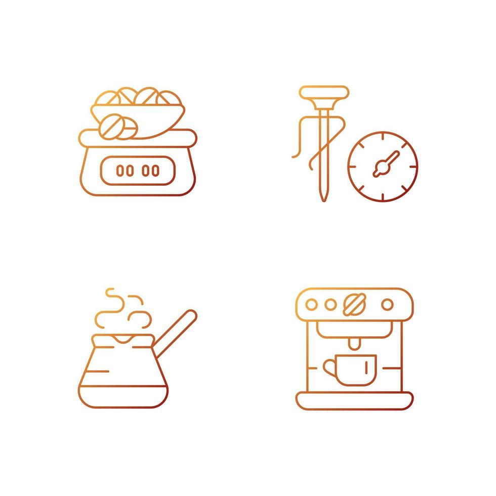 Appliance for coffee preparation gradient linear vector icons