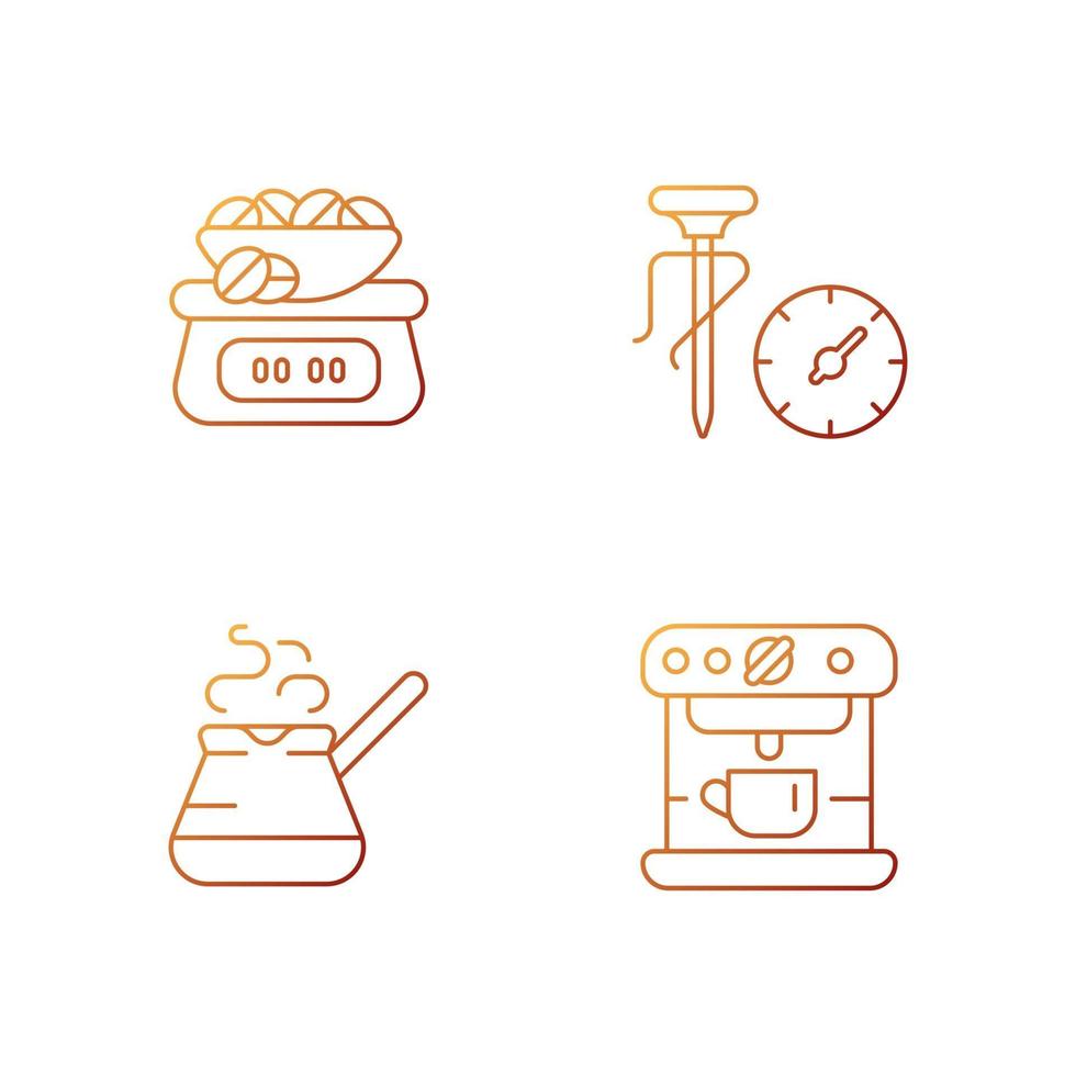 aparato para la preparación de café iconos de vector lineal gradiente