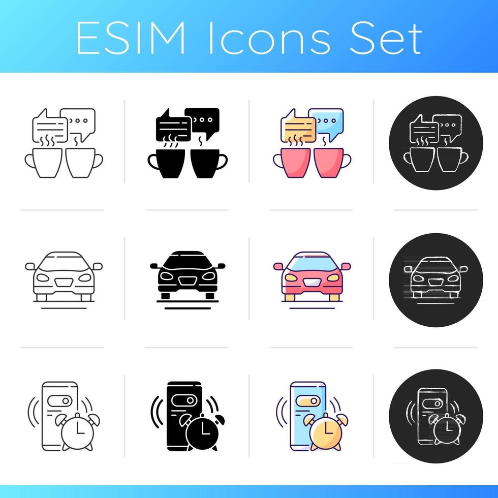 Daily routine activities icons set vector