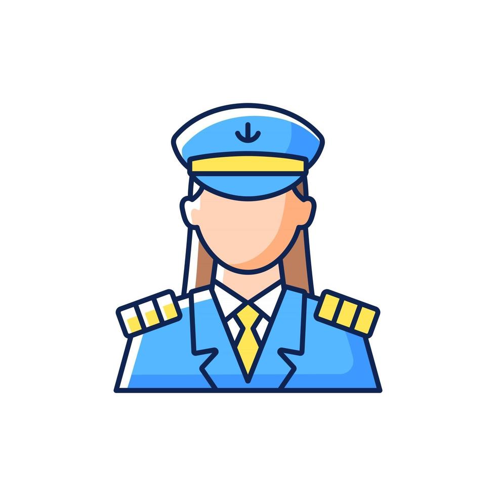 Female captain RGB color icon vector