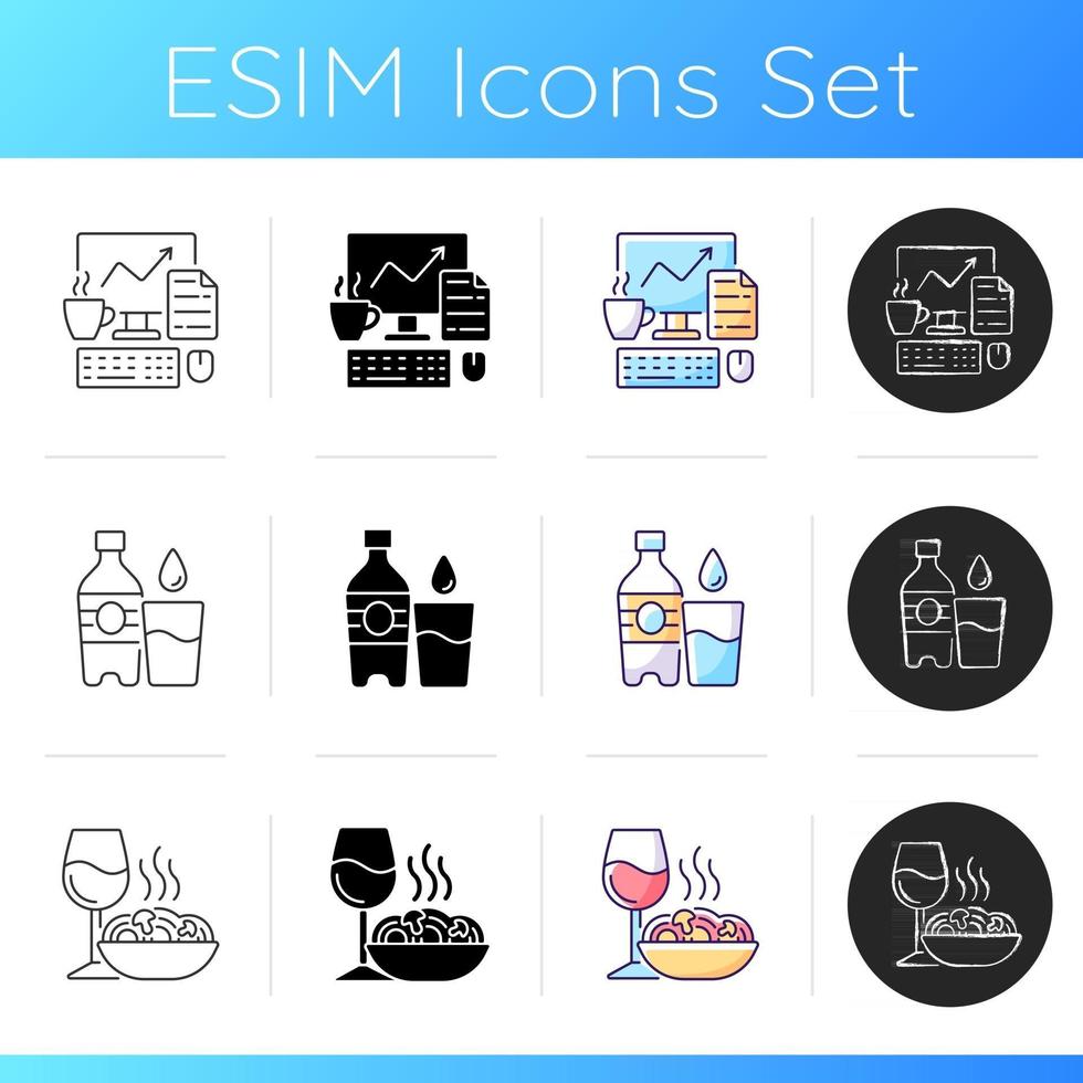 Everyday routine icons set vector