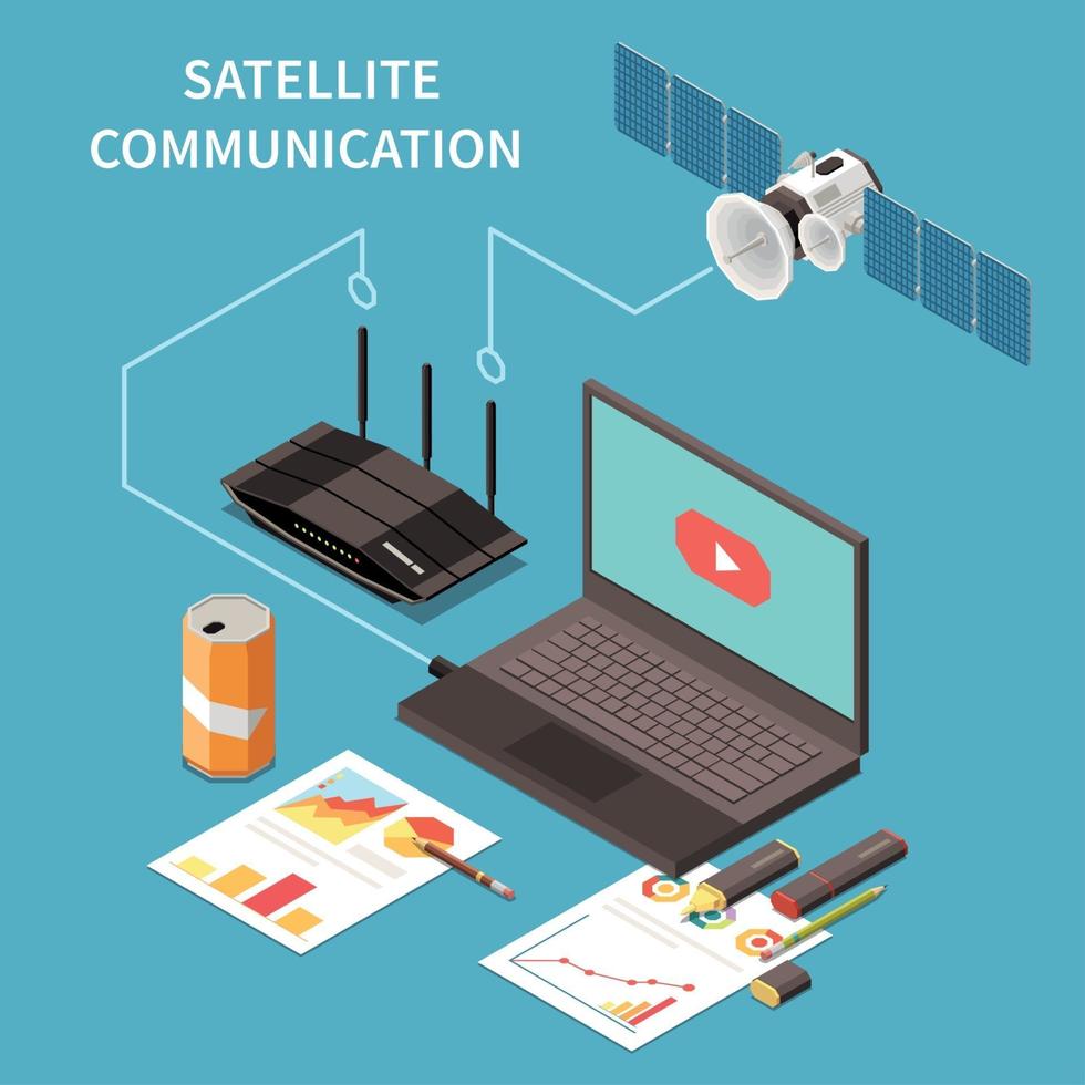 Telecommunication Isometric Composition Vector Illustration