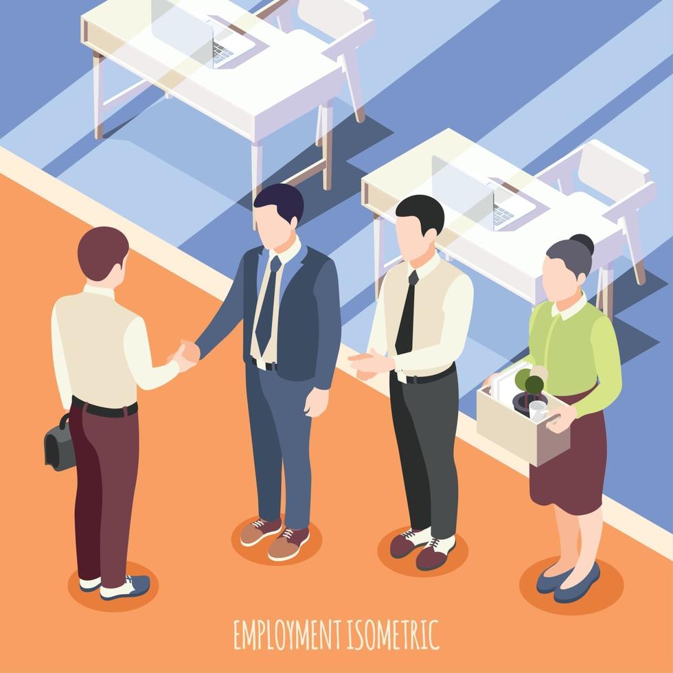 Employment Isometric Background Vector Illustration