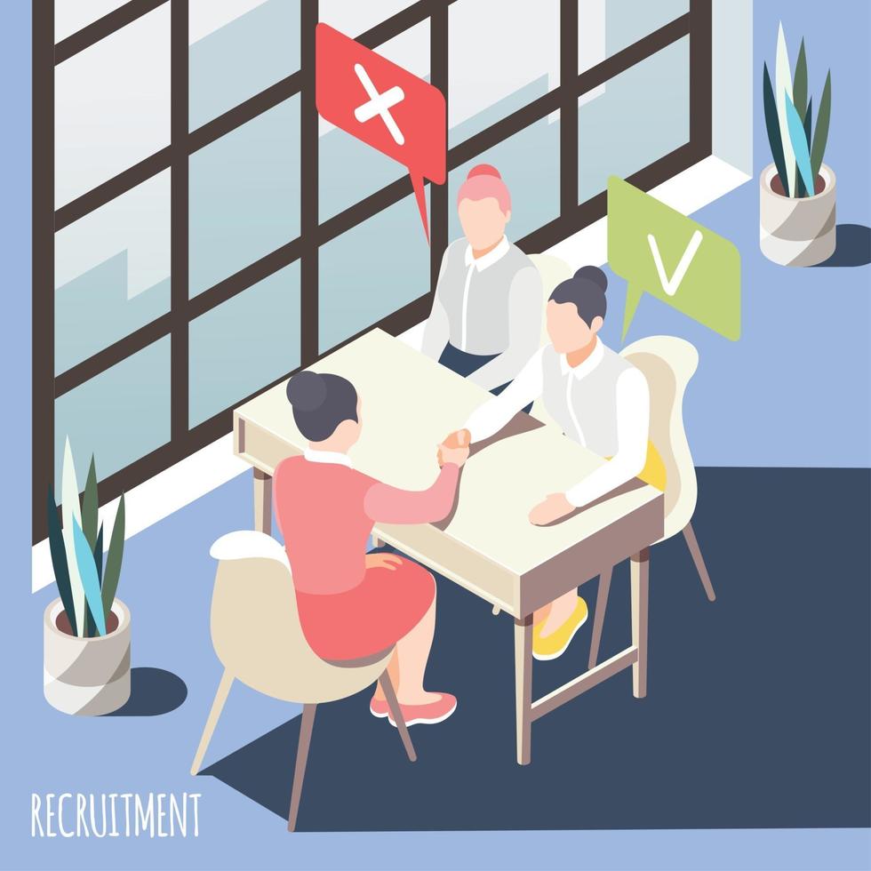 Recruitment Isometric Background Vector Illustration