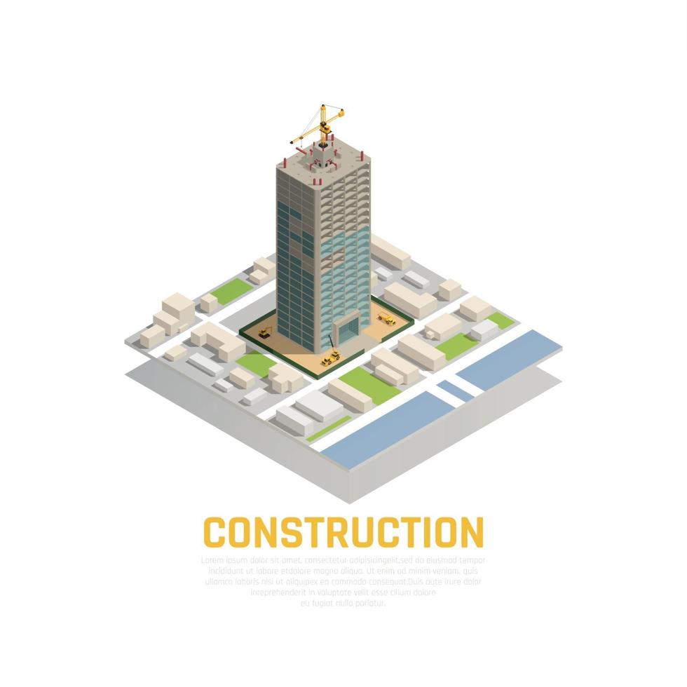 Ilustración de vector de composición de construcción isométrica