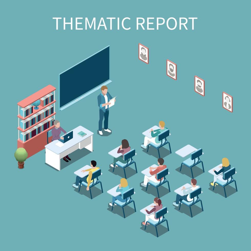 University Isometric Composition Vector Illustration