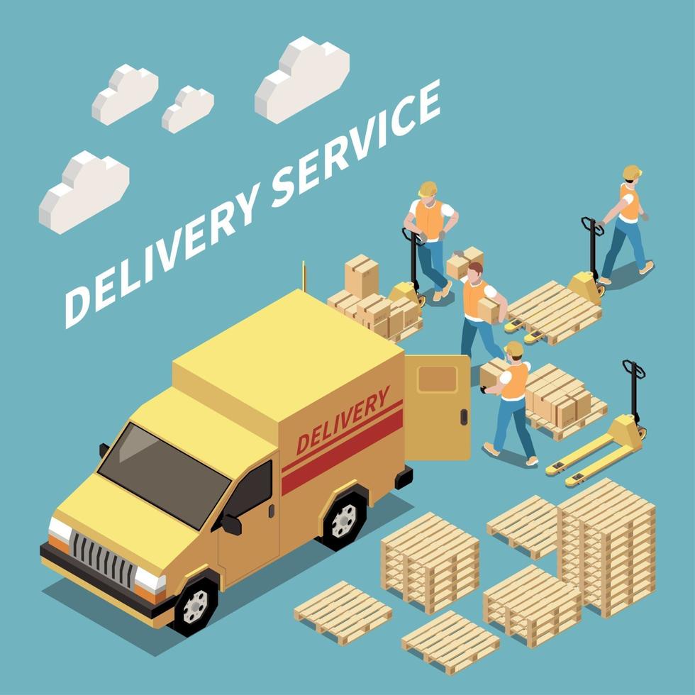 Delivery Isometric Composition Vector Illustration