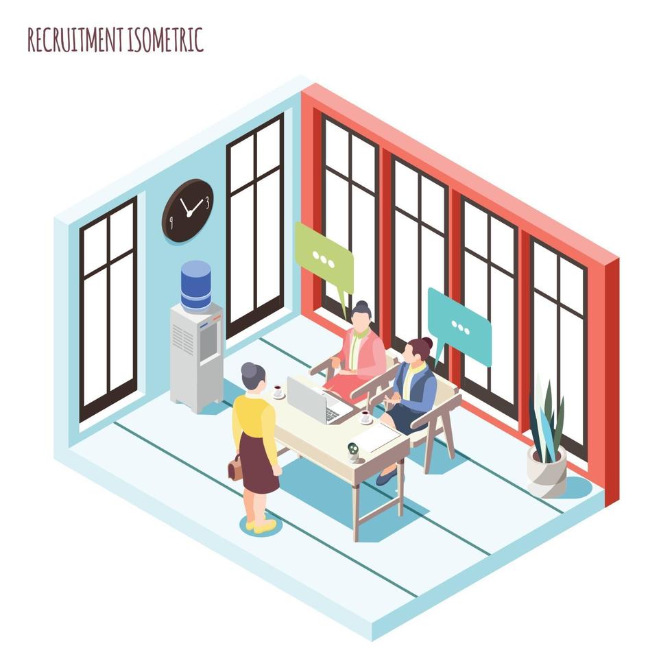 Recruitment Isometric Composition Vector Illustration