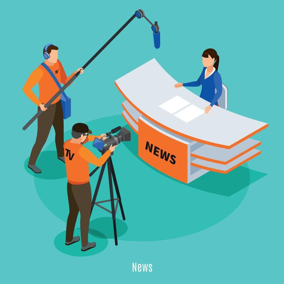 Live News Isometric Background Vector Illustration