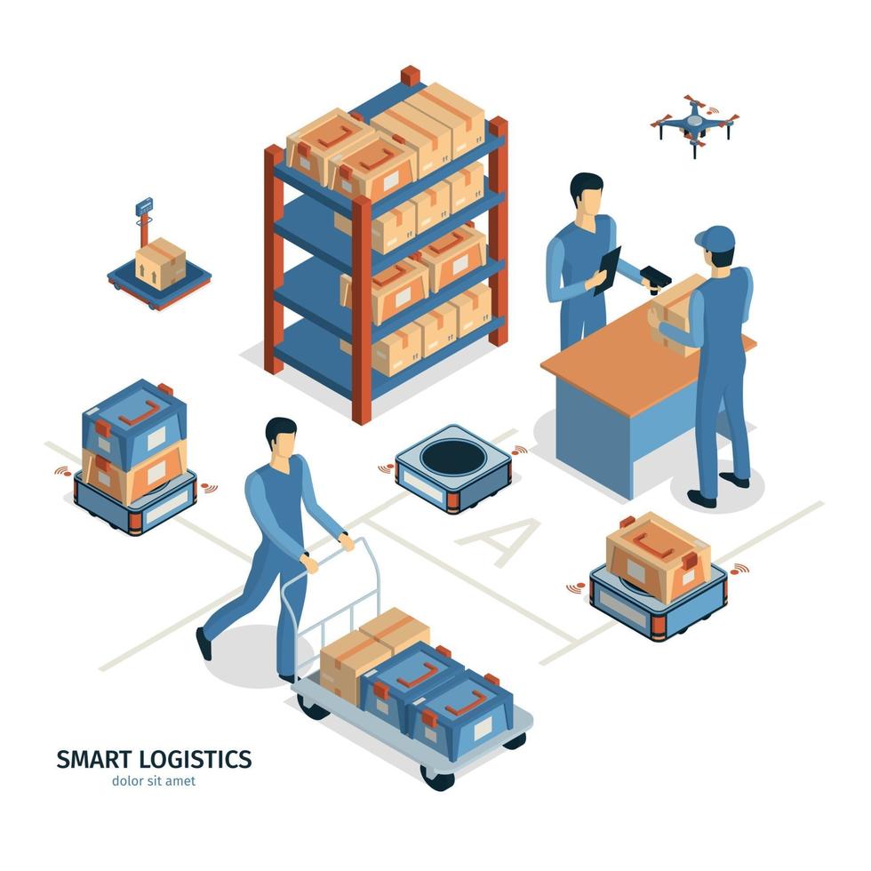 Smart Logistics Isometric Composition Vector Illustration