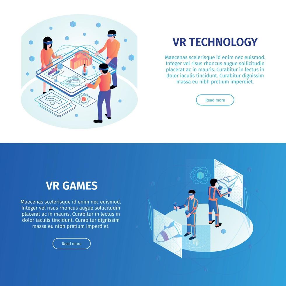 VR Horizontal Banners Set Vector Illustration