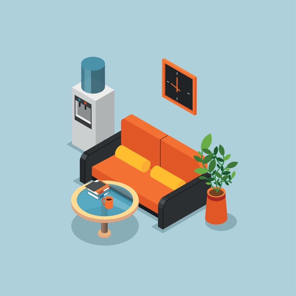 Colored Isometric Office Composition Vector Illustration