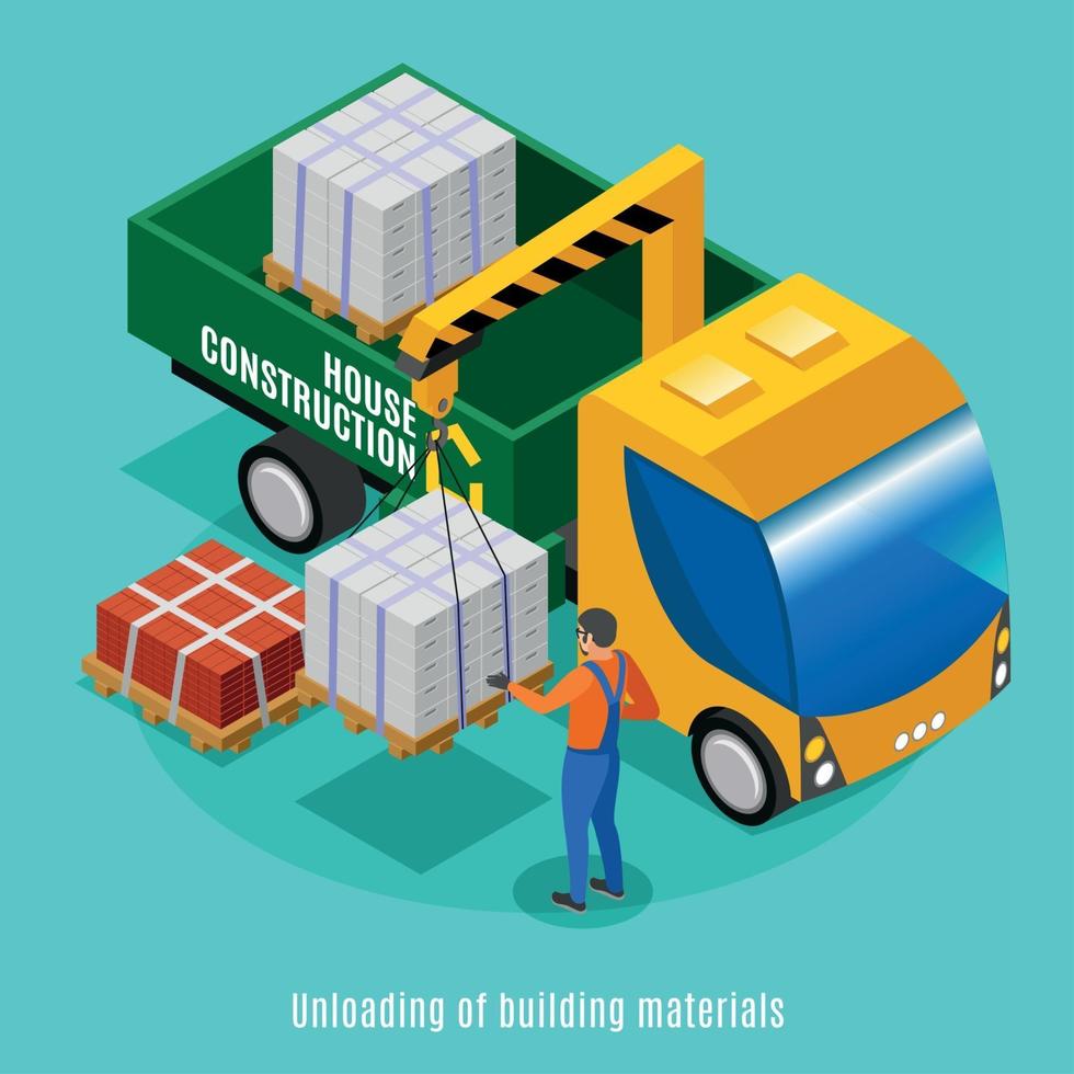 Unloading Of Building Materials Illustration Vector Illustration