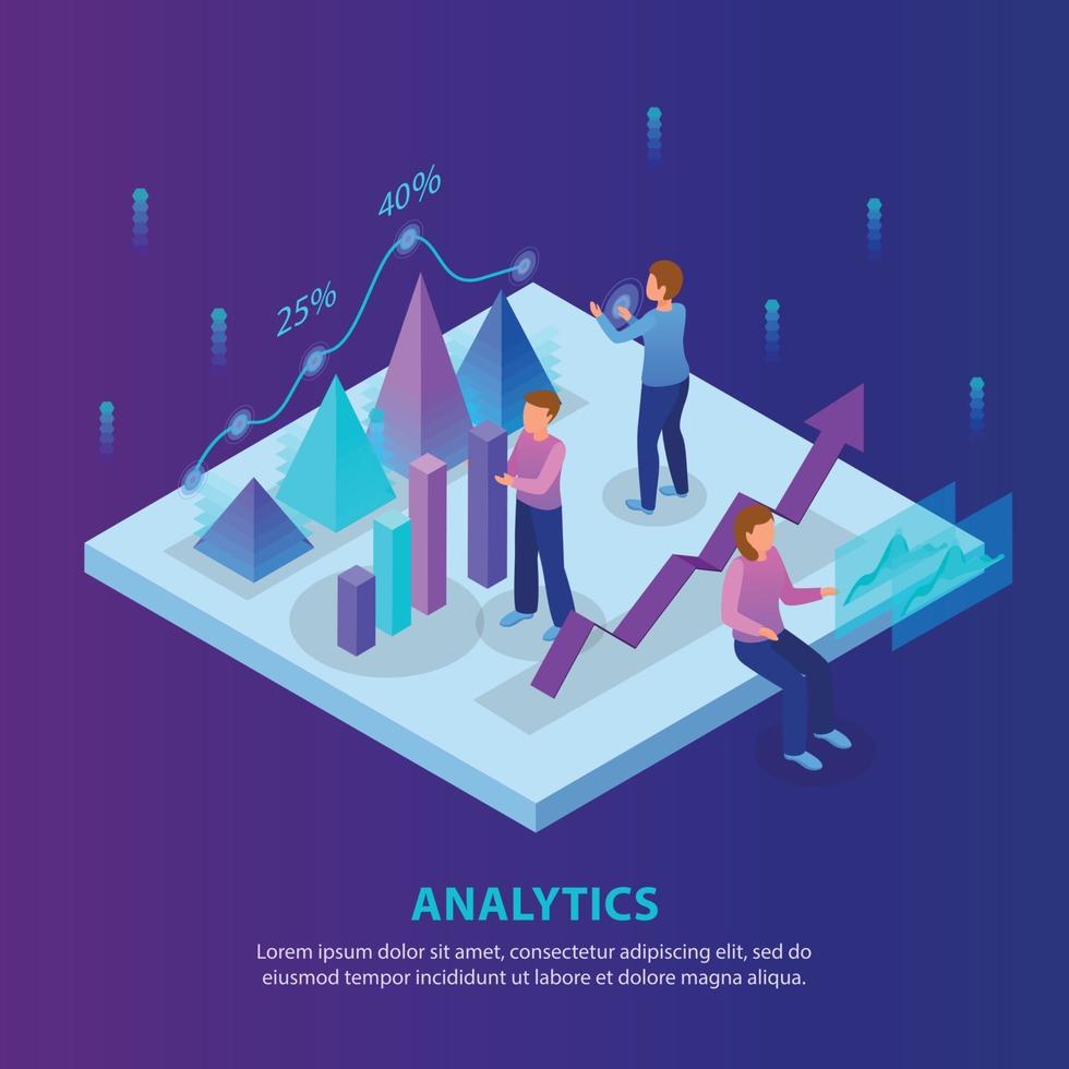 Business Analytics Isometric Background Vector Illustration