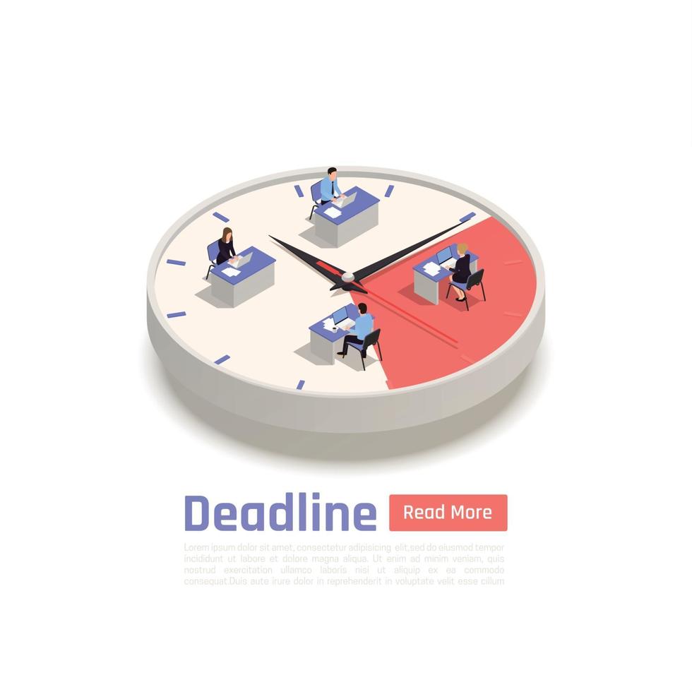 Deadline Isometric Business Concept Vector Illustration