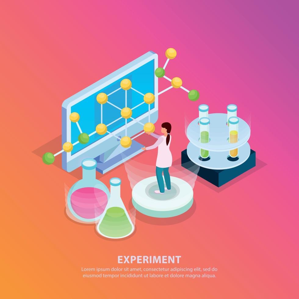 Scientific Experiment Isometric Background Vector Illustration