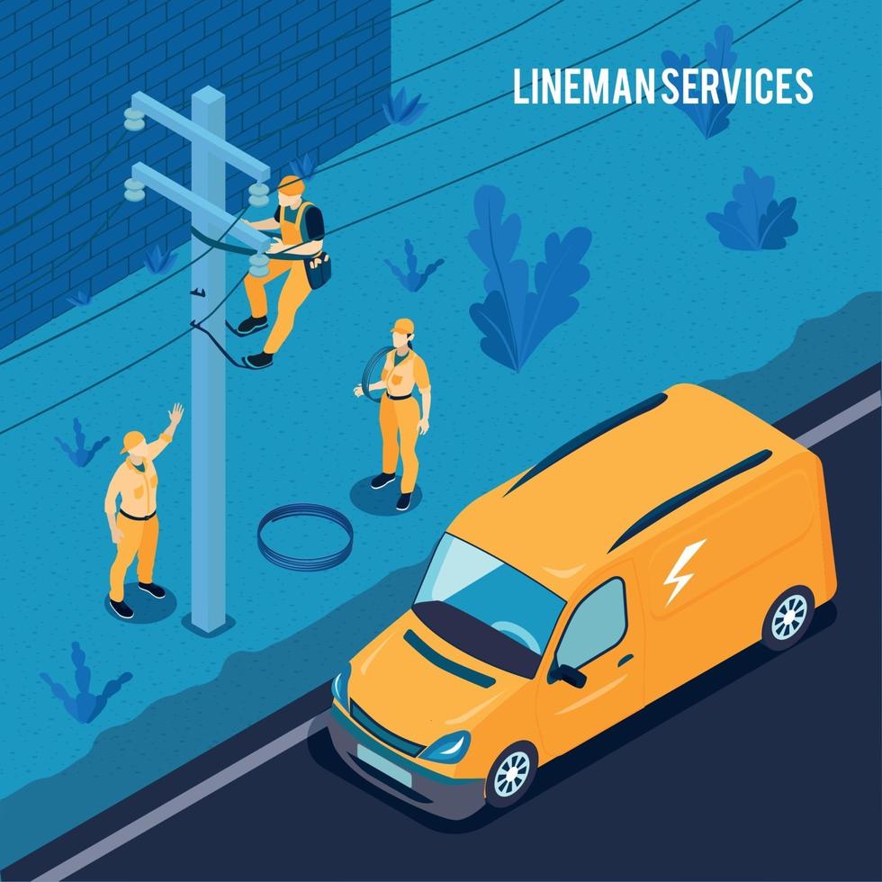 Electrician Lineman Services Poster Vector Illustration