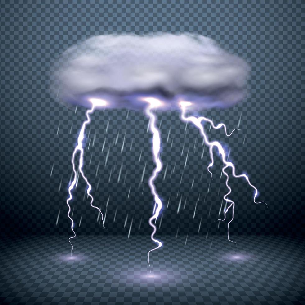 Realistic Falling Rain Background Vector Illustration