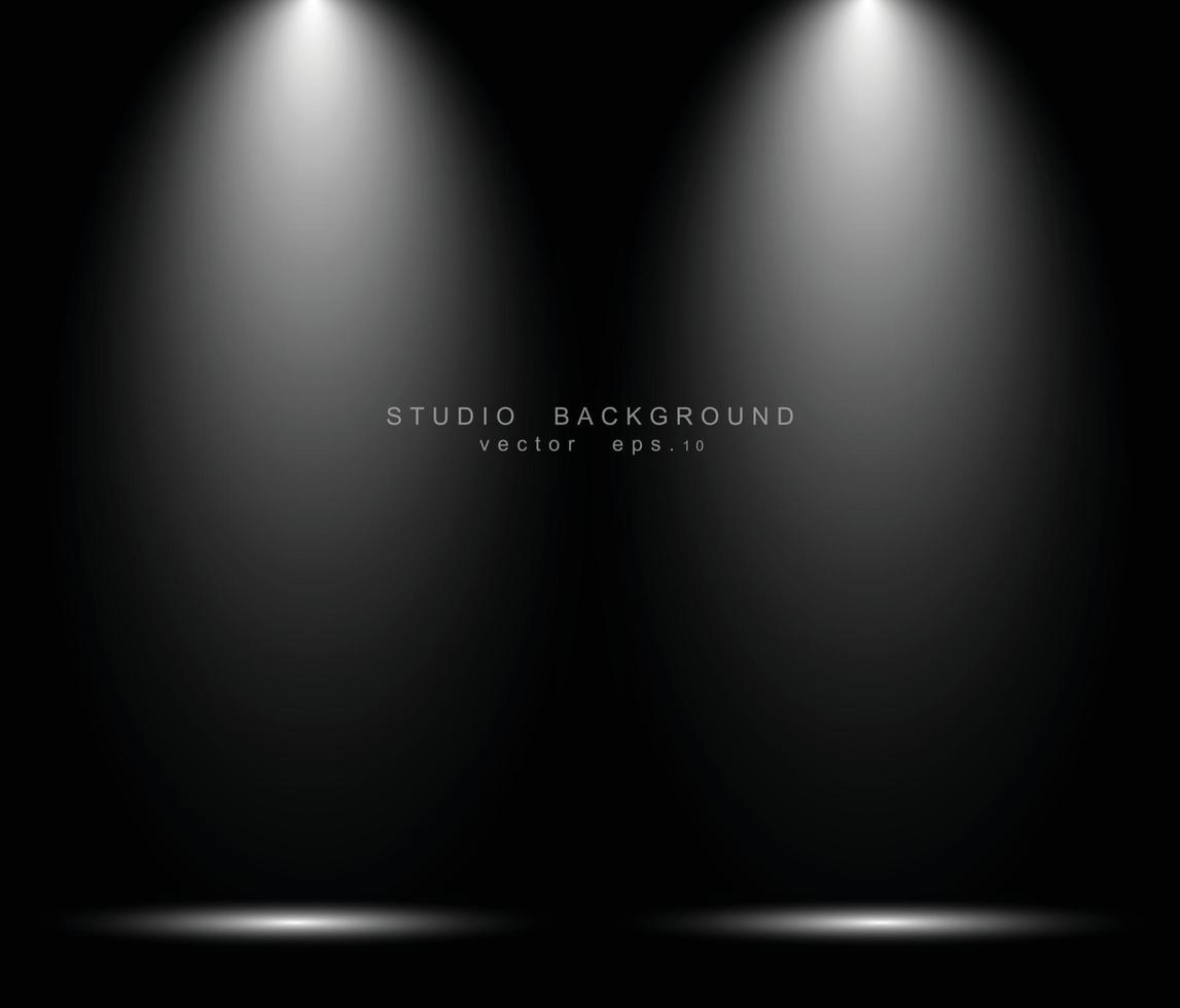 Empty black gradient studio room background. backdrop light interior vector
