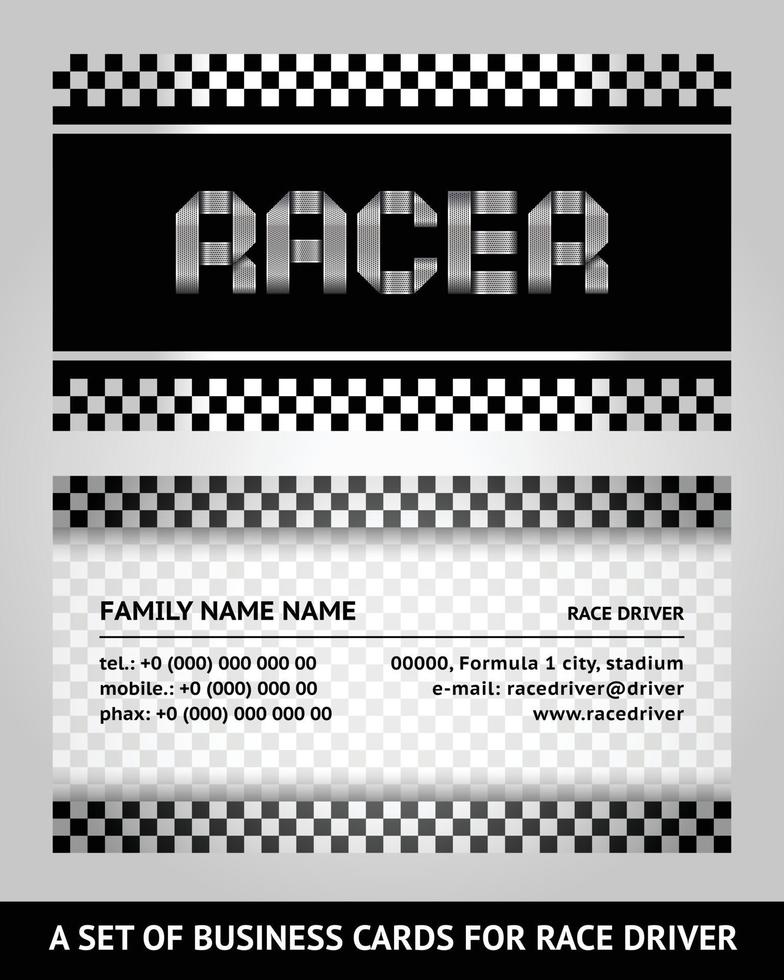 Race driver Business card vector