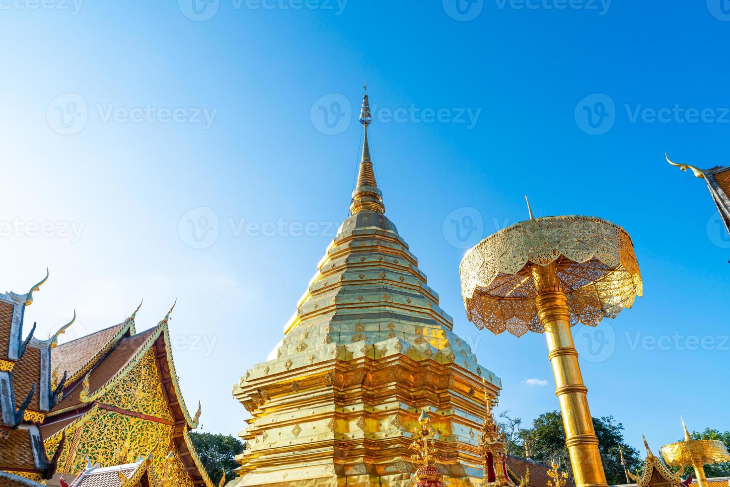 Beautiful Golden mount at the temple at Wat Phra That Doi Suthep in Chiang Mai, Thailand. photo