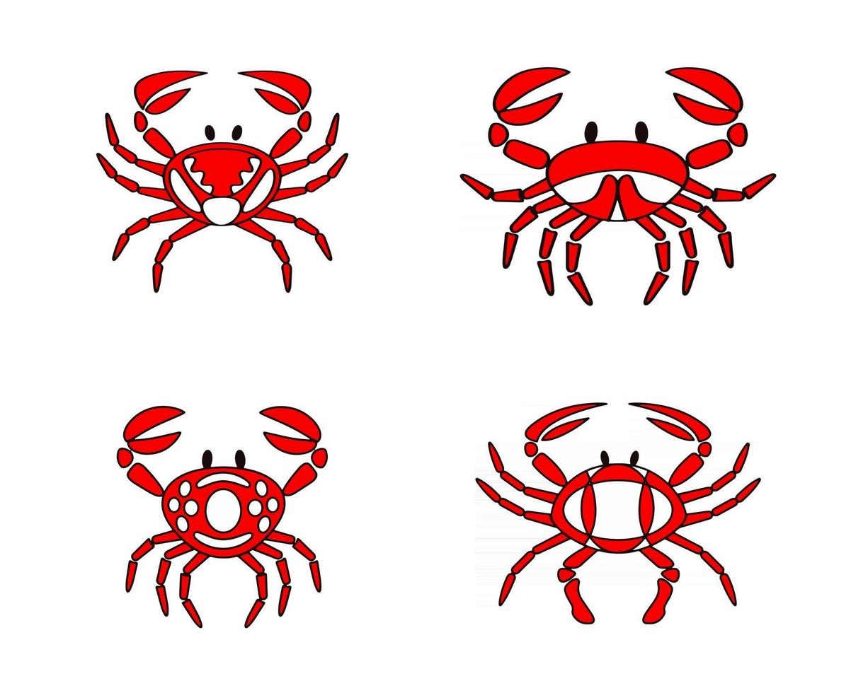 vector ilustración de cangrejos rojos aislado sobre fondo blanco, conjunto de cangrejos