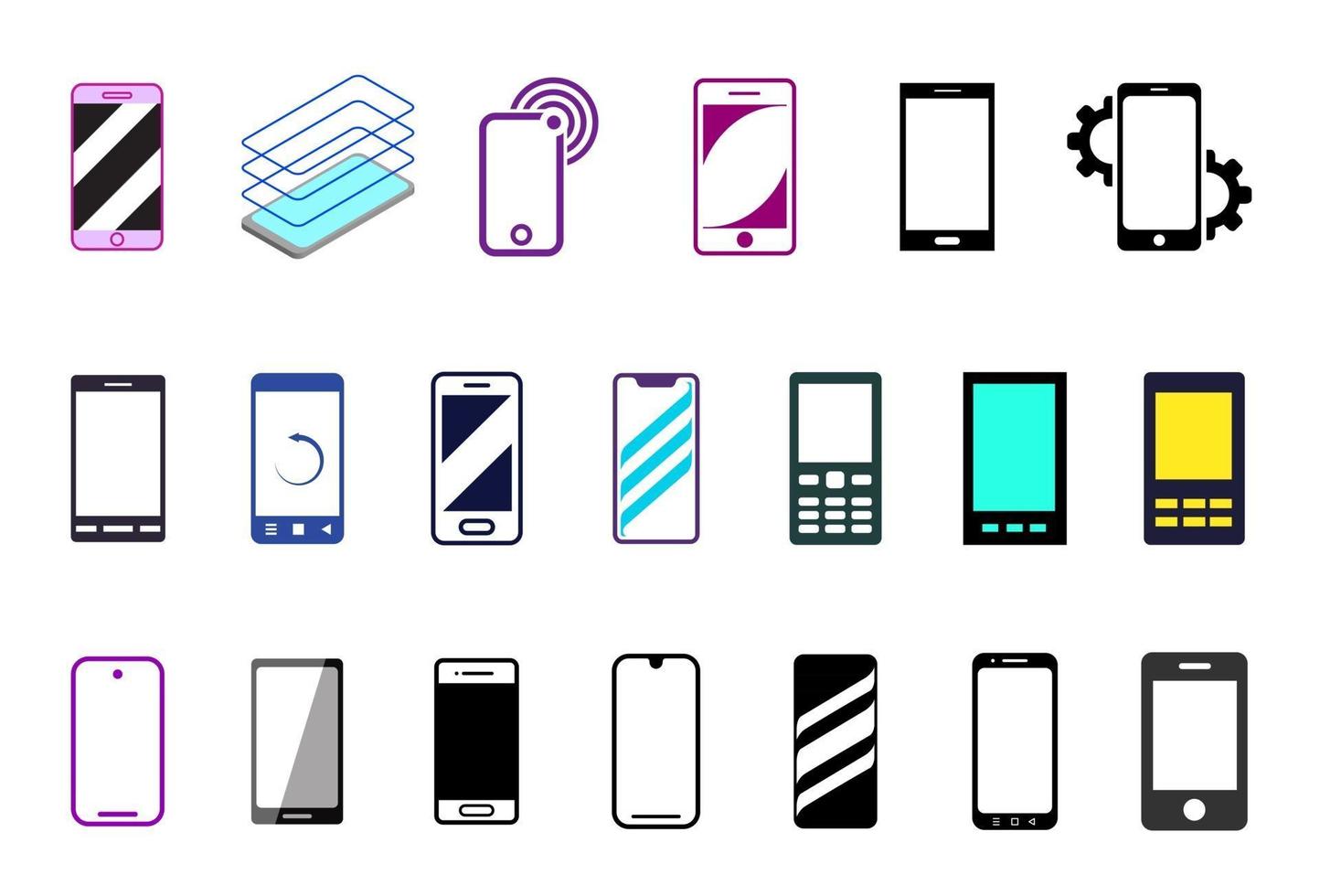 logotipos de teléfonos inteligentes, conjunto simple de logotipos móviles vector