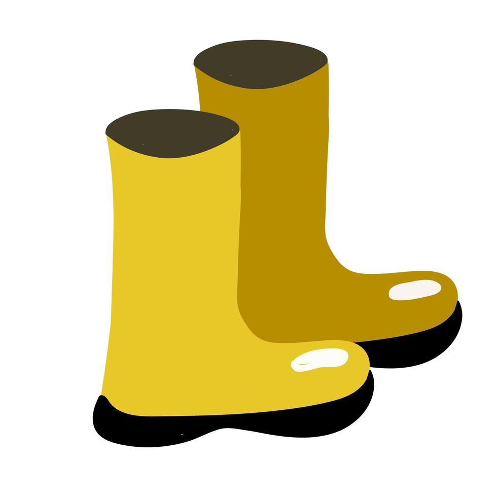 Pair of yellow rubber boots isolated on white background vector