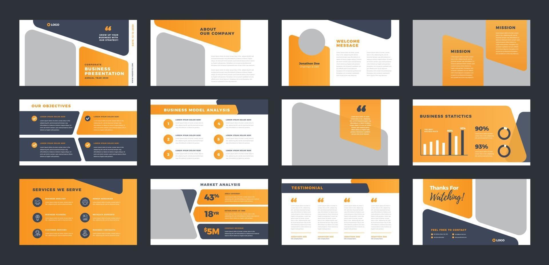 Business Presentation Brochure Guide Design or Pitch Deck sales slider vector