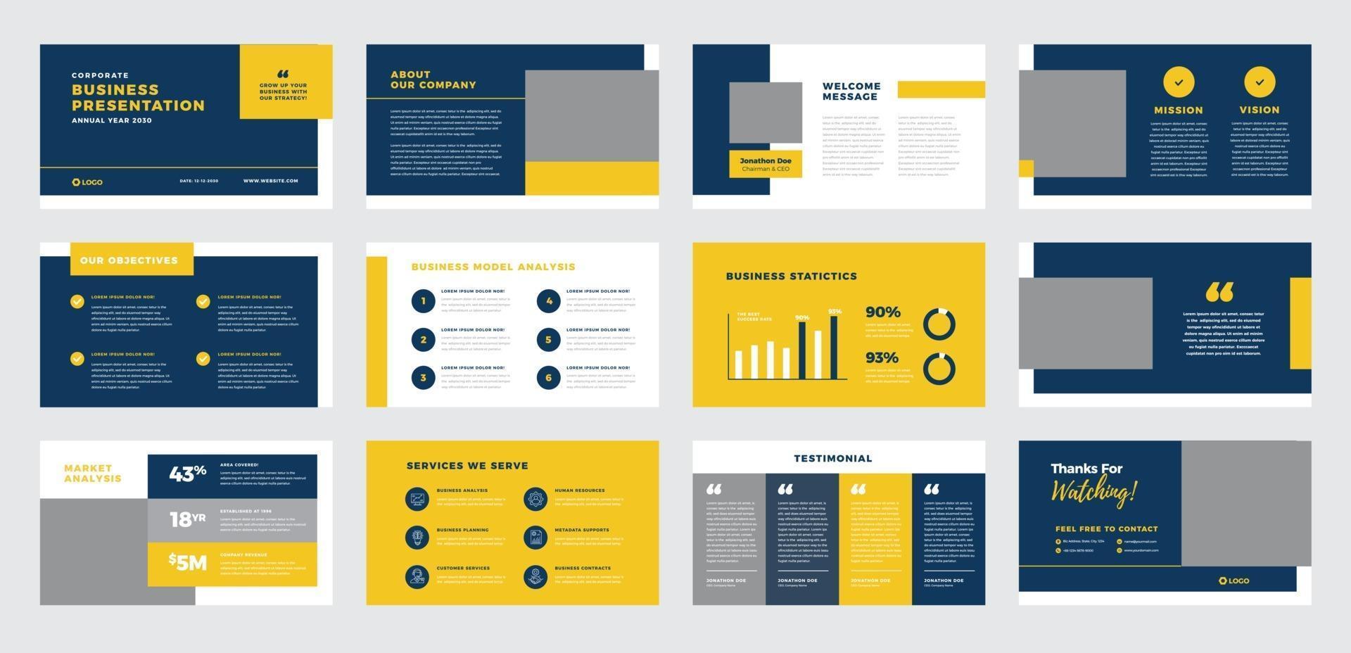 Business Presentation Brochure Guide Design or Pitch Deck sales slider vector