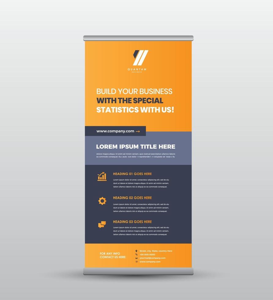 diseño de banner rollup de negocios o diseño de banner stand up vector