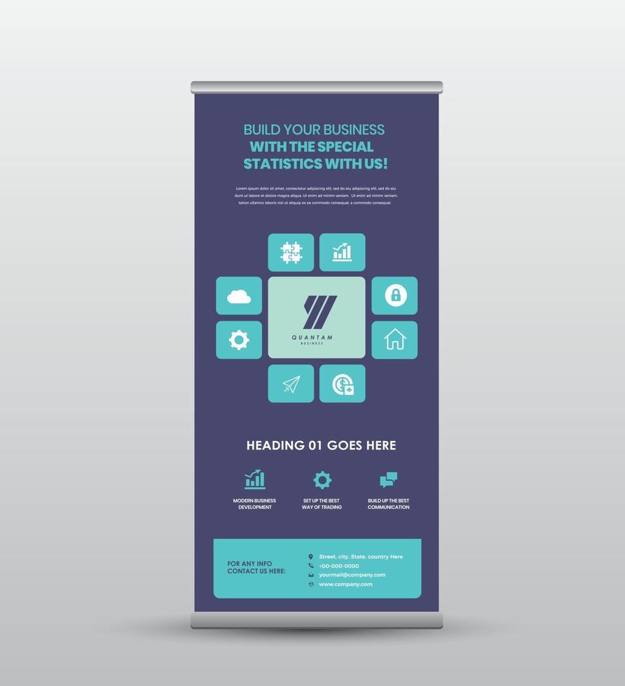 Business RollUp Banner Design or Stand Up Banner Design vector