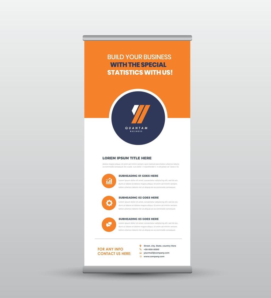 diseño de banner rollup de negocios o diseño de banner stand up vector