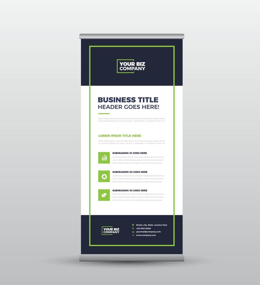 Business RollUp Banner Design or Stand Up Banner Design vector