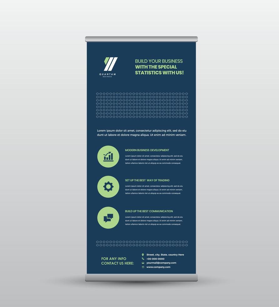 diseño de banner rollup de negocios o diseño de banner stand up vector