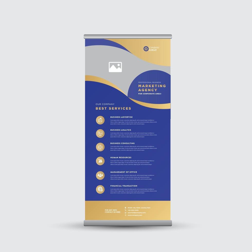 diseño de banner rollup de negocios o diseño de banner stand up vector