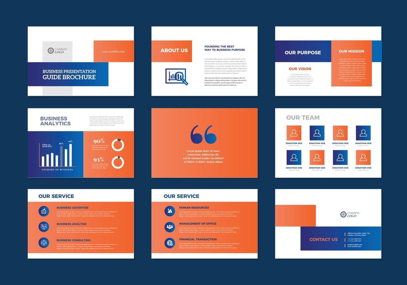 Business Presentation Brochure Guide Design or Pitch Deck sales slider vector