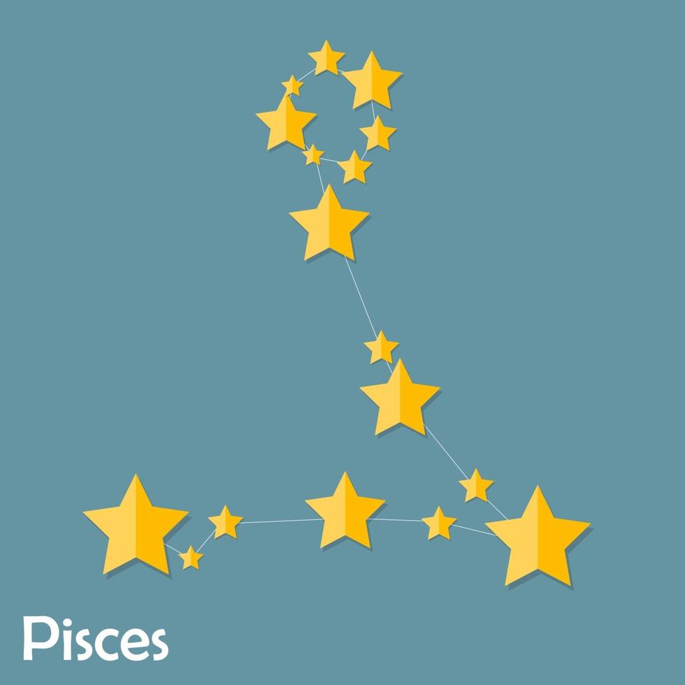 Pisces Zodiac Sign of the Beautiful Bright Stars Vector Illustration