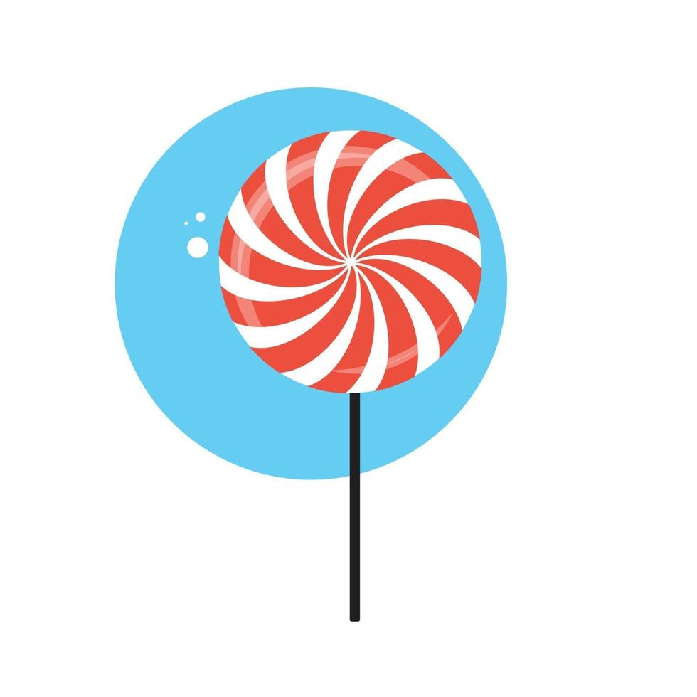 Line Icon with Flat Graphics Element of Sweet Candy Vector Illustration